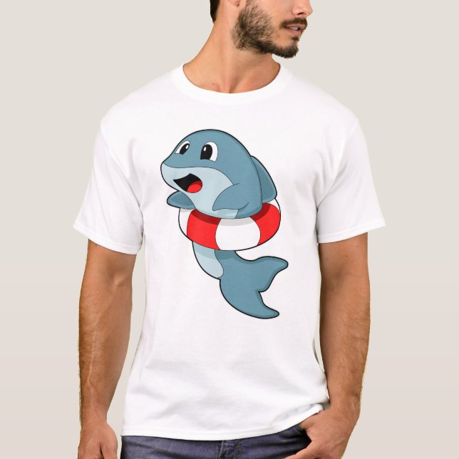Dolphin at Swimming with Swim ring T-Shirt (Front)