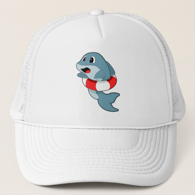 Dolphin at Swimming with Swim ring Trucker Hat (Front)