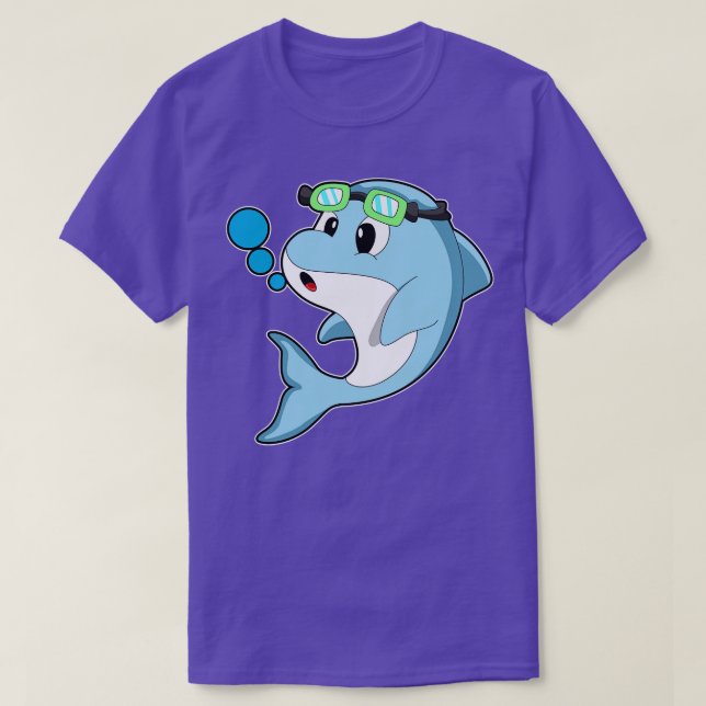 Dolphin at Swimming with Swimming goggles 1 T-Shirt (Design Front)