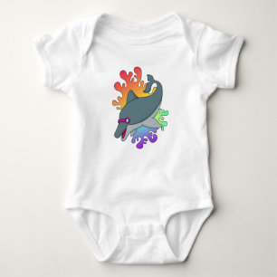 Dolphin at Swimming with Swimming goggles Baby Bodysuit