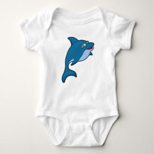 Dolphin at Swimming with Swimming goggles Baby Bodysuit
