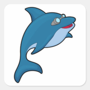 Dolphin at Swimming with Swimming goggles Square Sticker