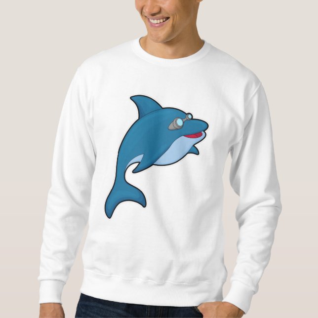 Dolphin at Swimming with Swimming goggles Sweatshirt (Front)