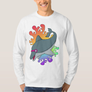 Dolphin at Swimming with Swimming goggles T-Shirt