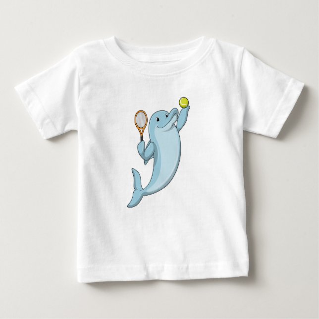 Dolphin at Tennis with Tennis racket Baby T-Shirt (Front)