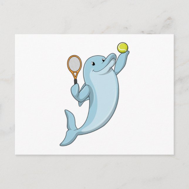 Dolphin at Tennis with Tennis racket Postcard (Front)