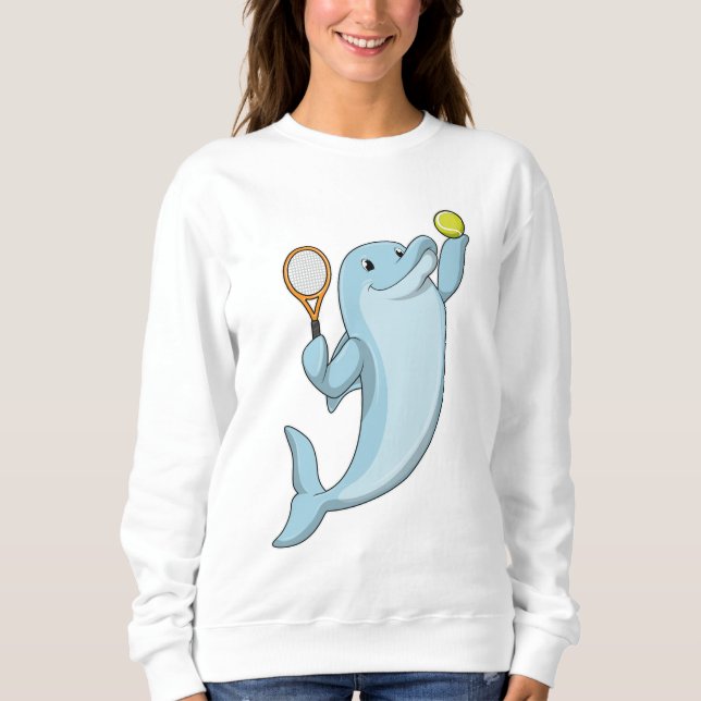 Dolphin at Tennis with Tennis racket Sweatshirt (Front)