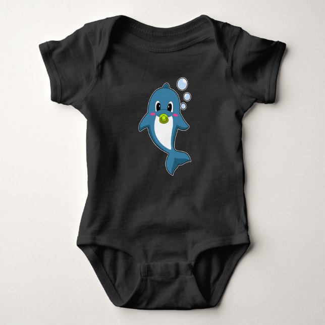 Dolphin Baby Pacifier Baby Bodysuit (Front)