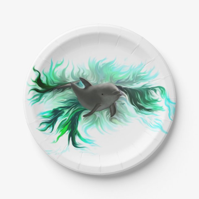 Dolphin Baby Paper Plate (Front)