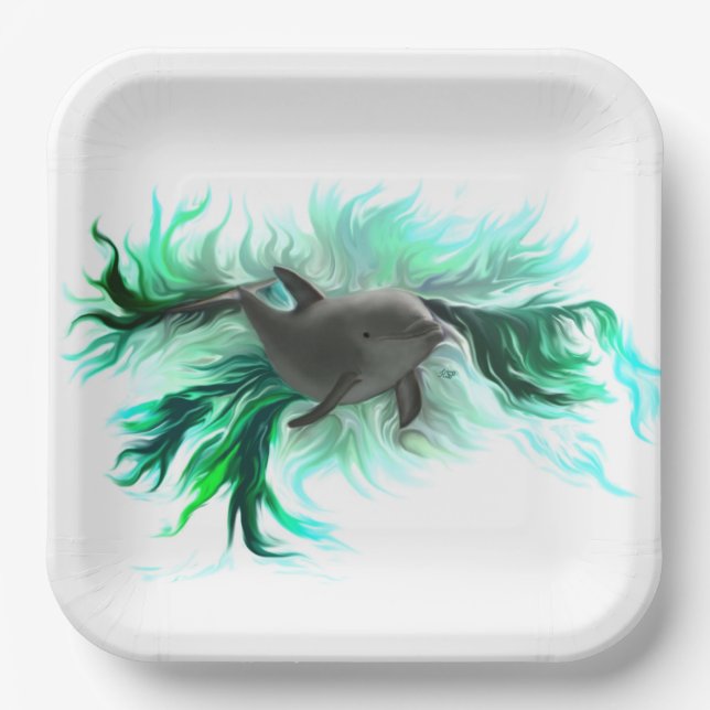 Dolphin Baby Paper Plate (Front)