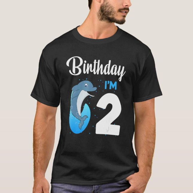 Dolphin Birthday 2 Year Old Kids Boys Girls Dolphi T-Shirt (Front)