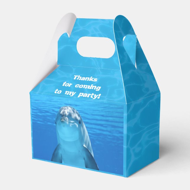 Dolphin Birthday Backyard Pool Party Favour Box (Front Side)