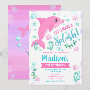 Dolphin Birthday Invitation / Swimming Pool Party