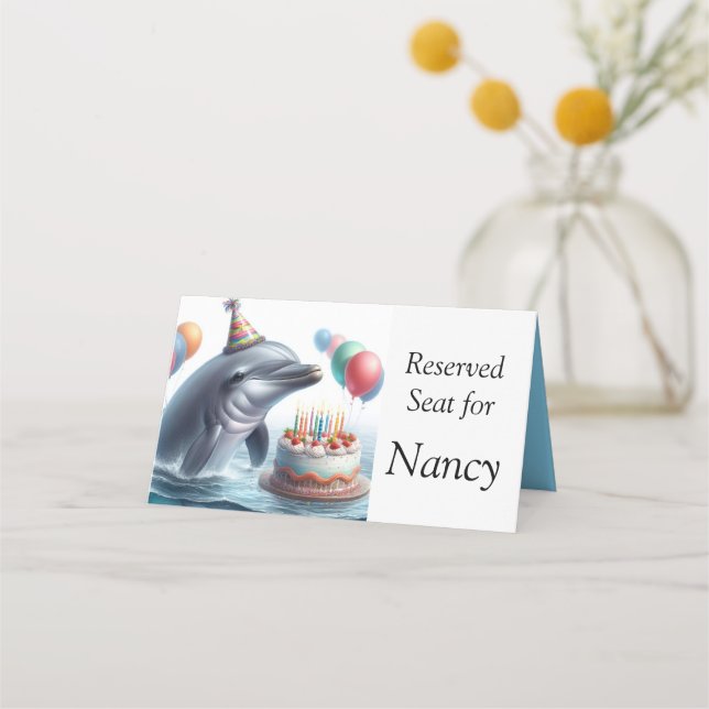 Dolphin Birthday Place Card (Front)