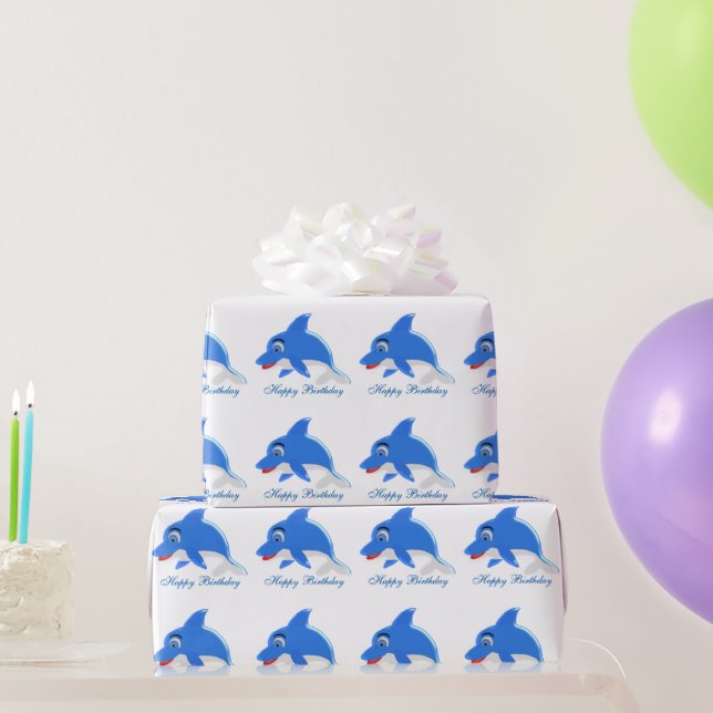 Dolphin Birthday Wrapping Paper (Party Gifts)
