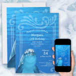 Dolphin Blue Ocean 10th Birthday Party Invitation<br><div class="desc">Celebrate a wonderful under the sea themed birthday party with this Dolphin Blue Ocean 10th Birthday Party Invitation. Includes an age template for any year you plan to celebrate.</div>