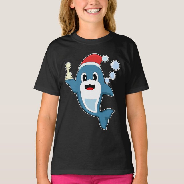 Dolphin Christmas Chess T-Shirt (Front)
