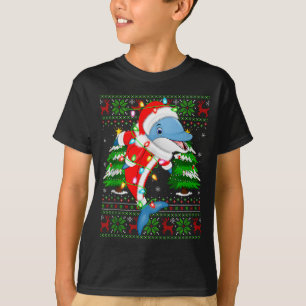 Dolphin Christmas Lights Santa Costume Ugly Xmas S T-Shirt