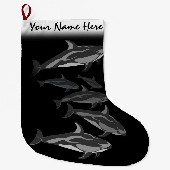 Dolphin Christmas Stocking Personalised Dolphin (Front)