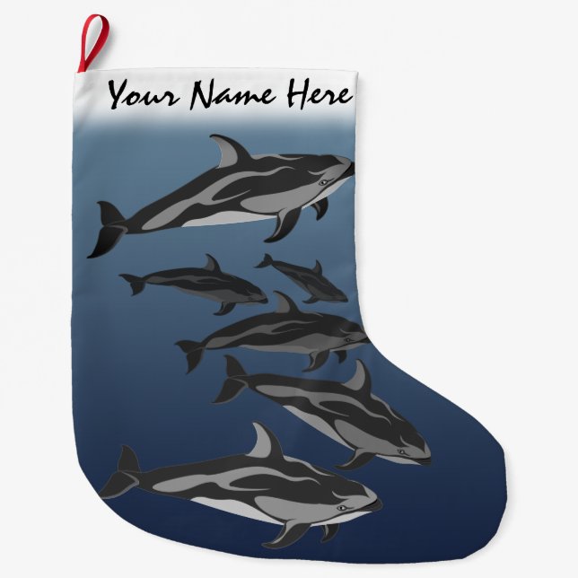 Dolphin Christmas Stocking Personalised Dolphin (Front)
