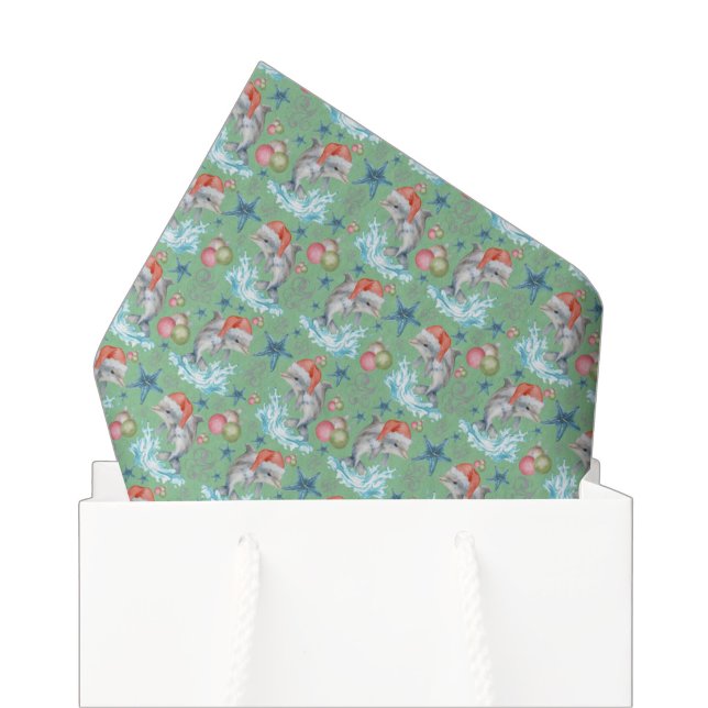 Dolphin Christmas Tissue Paper in Green (Creator Uploaded)