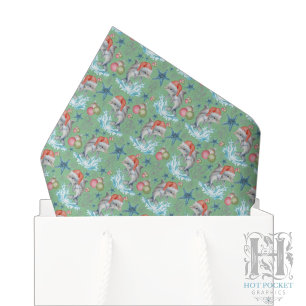 Dolphin Christmas Tissue Paper in Green