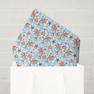 Dolphin Christmas Tissue Paper in White