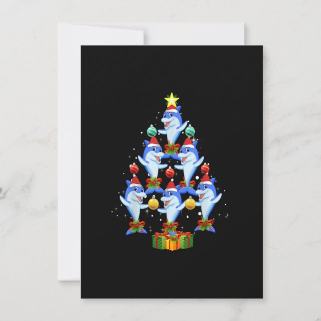 Dolphin Christmas Tree Ornaments Santa Funny Xmas  Invitation (Front)