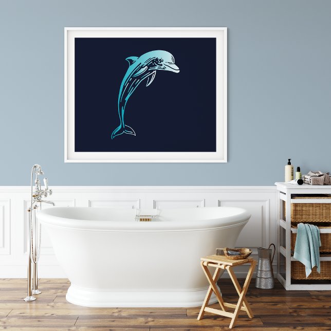 Dolphin Coastal Wall Art Poster Print | Dolphin (Dolphin Coastal Wall Art Poster Print | Sea Creatures)