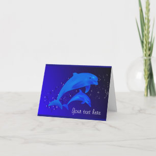 Dolphin Cobalt Blue Ocean Sea Custom Note Card