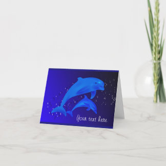 Dolphin Cobalt Blue Ocean Sea Custom Note Card