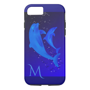 Dolphin Cobalt Blue Ocean Sea Monogram iPhone 7 Case-Mate iPhone Case