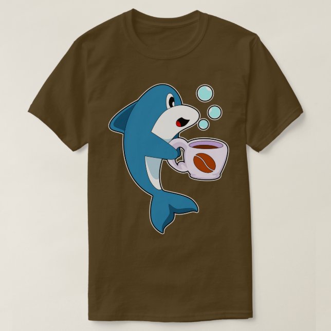 Dolphin Coffee Cup T-Shirt (Design Front)