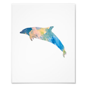 Dolphin Colourful Watercolor Photo Print