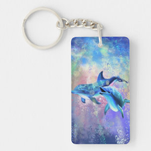 Dolphin Couple - Add Your Photo / Name Key Ring