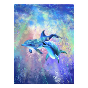 Dolphin Couple - Add Your Photo / Name Print