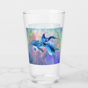 Dolphin Couple - Add Your Picture / Text Glass