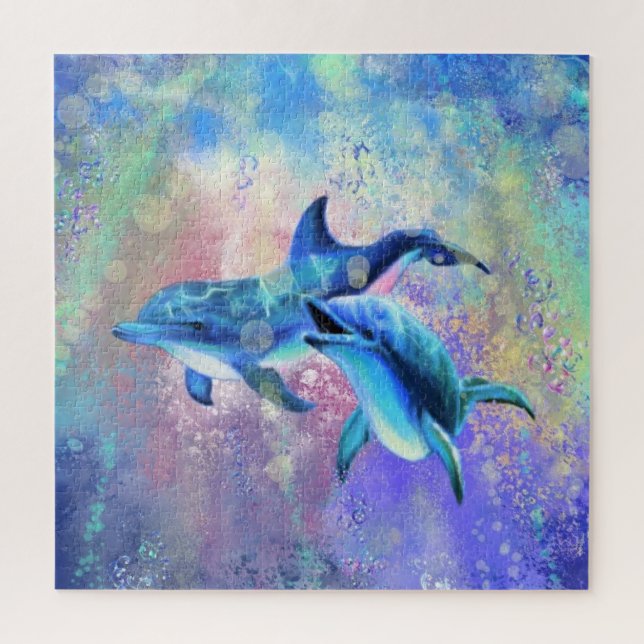 Dolphin Couple - Beautiful Jigsaw Puzzle (Vertical)