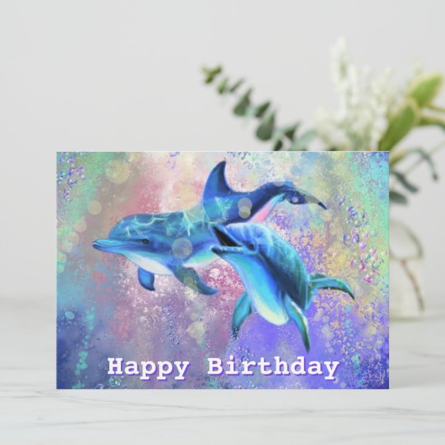 Dolphin Couple Birthday Card (Standing Front)