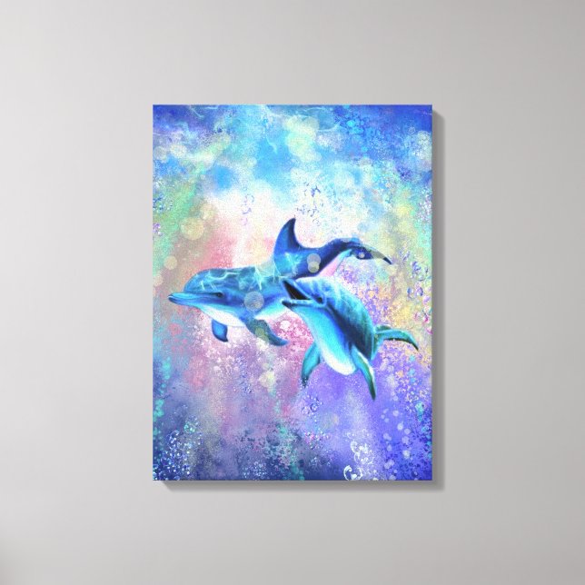 Dolphin Couple - Happy - Canvas Print (Front)