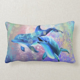 Dolphin Couple Love - Be Happy  Lumbar Cushion