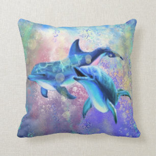 Dolphin Couple Love - Happy  Cushion