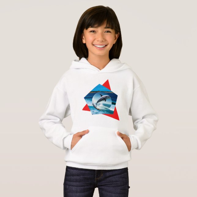 Dolphin Dancing On The Waves, Kids Hoodie (Front Full)