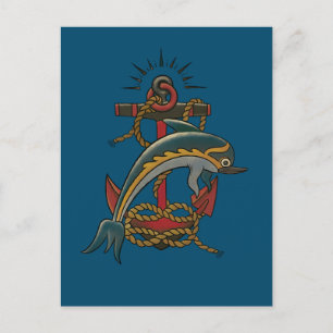dolphin design postcard
