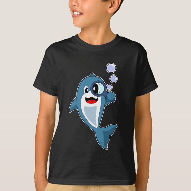 Dolphin Detective Magnifying glass T-Shirt (Front)