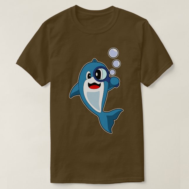 Dolphin Detective Magnifying glass T-Shirt (Design Front)