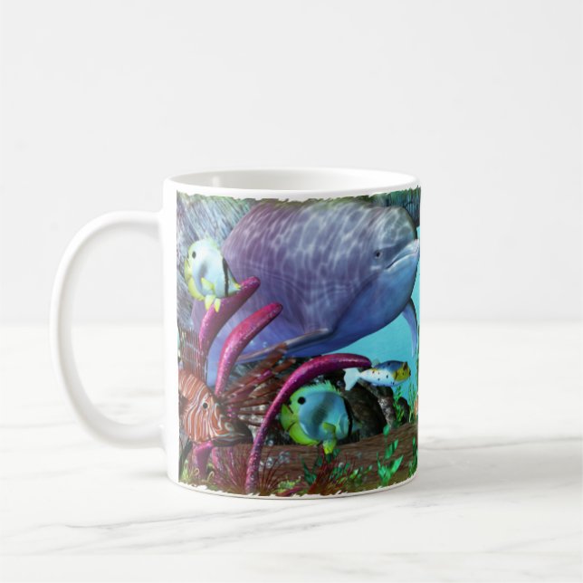 Dolphin Discovery 2 3D Aquarium Coffee Mug (Left)
