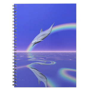 Dolphin Diving with Rainbow Spiral Notebook