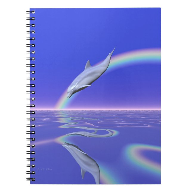 Dolphin Diving with Rainbow Spiral Notebook (Front)