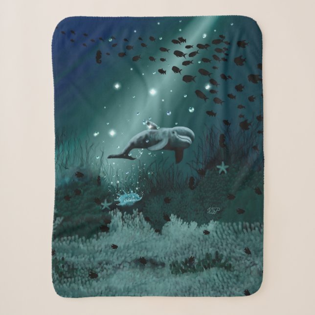 Dolphin Dream Sherpa Blanket (Front)